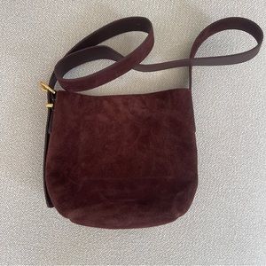 Madewell Essential Mini Bucket Tote in Suede (Chocolate Brown)